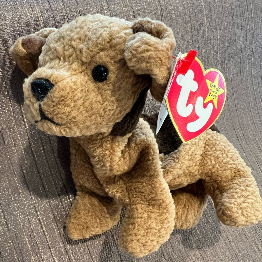 Very RARE Ty “TUFFY” 1996 Beanie Baby Tan and Brown Dog Plush